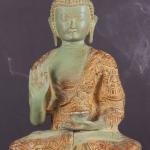 Pure Brass Buddha Statue with Engraved Life Story | 15" Height | Green Sandatine Finish | Sacred Narrative Art | Premium Collection | Jaipurio